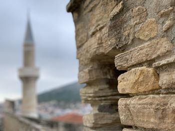 View of old fort against sky in cesme turkey 