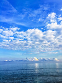 Scenic view of sea against cloudy sky