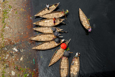 High angle view of fish in lake