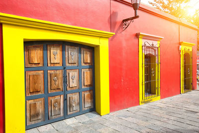 Closed door of building