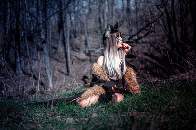 Close-up of horse in forest