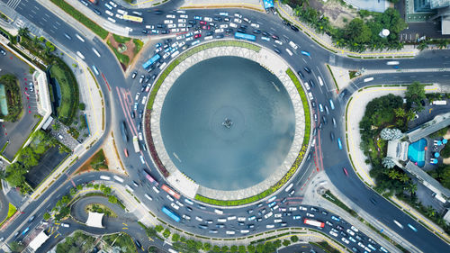 Aerial view of city street