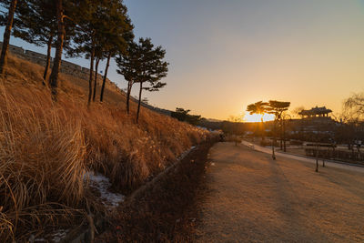 Sunset on the suwon hwaseong fortress