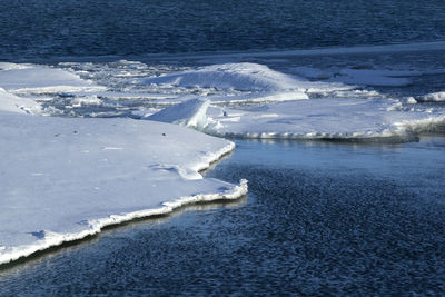 Ice floes at glacier lagoon jokulsarlon, iceland in wintertime
