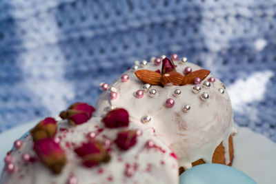 Close-up of dessert on table