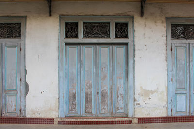 Closed door of old building