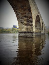 Reflection of bridge in water
