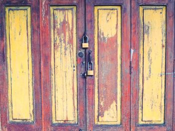 Close-up of closed wooden door