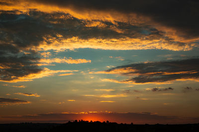 Low angle view of dramatic sky during sunset