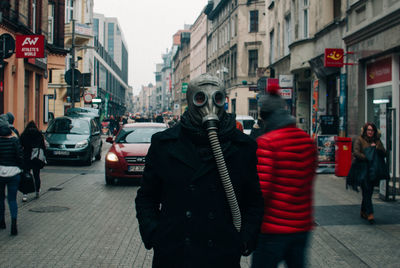 People walking on city street