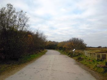 Road amidst trees against sky