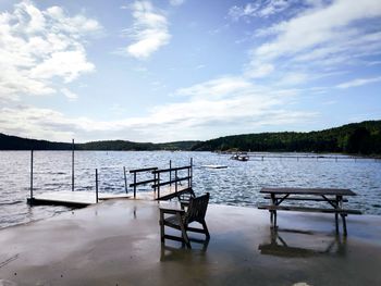 Scenic view of lake against sky