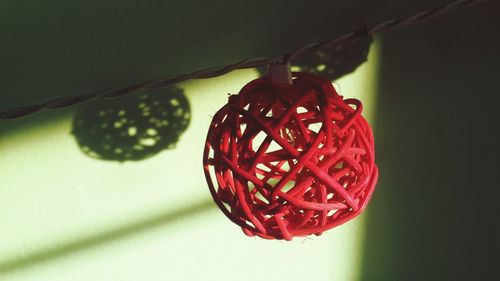 Close-up of red hanging outdoors