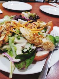 Close-up of food served in plate