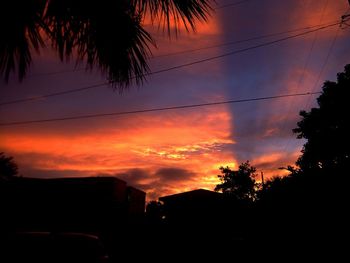 Low angle view of silhouette trees against sky at sunset