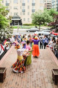 Group of people in front of building