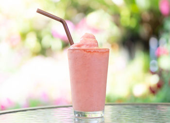 Close-up of ice cream on table