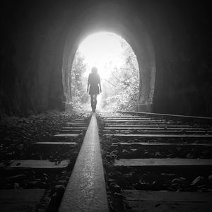 Woman in tunnel