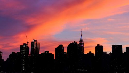 View of cityscape at sunset