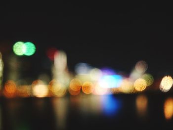 Defocused image of illuminated lights at night