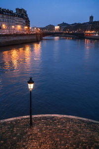 Lantern during blue hour in paris