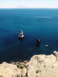 High angle view of sea against sky