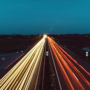 Traffic on road at night