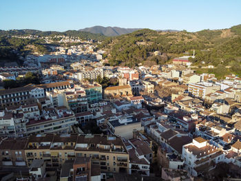 High angle view of townscape against sky