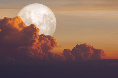 White moon in the sky before sunset, the moon rose .elements of this image furnished by nasa.