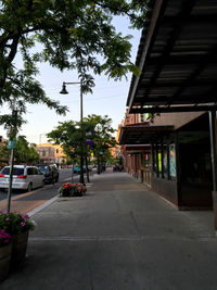 View of road along buildings