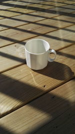 High angle view of coffee on table