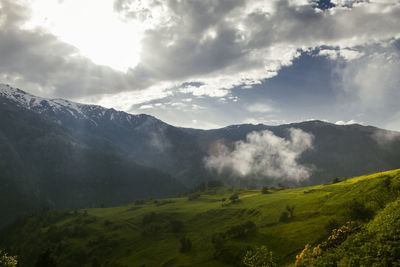 Scenic view of mountains against sky