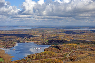 Scenic view of lake against sky