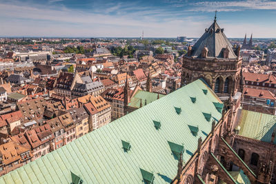 High angle view of townscape against sky