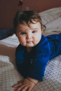 Close-up of cute baby at home