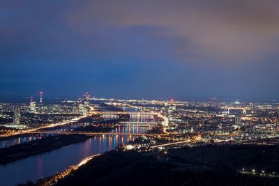 Illuminated city at night