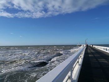 Scenic view of sea against blue sky