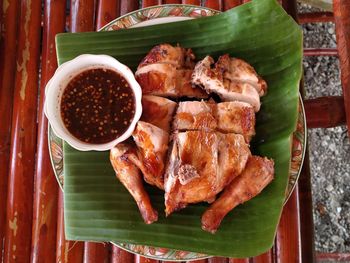 High angle view of food on table