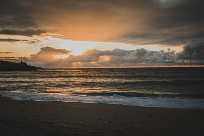 Scenic view of sea against sky during sunset