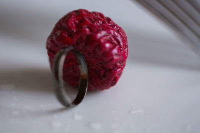 Close-up of strawberry on table