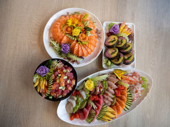 High angle view of food on table