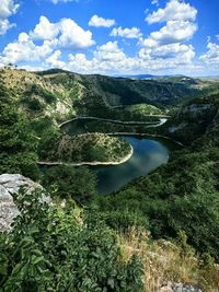 High angle view of landscape against sky