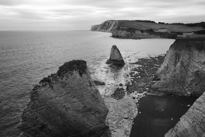 Scenic view of sea against cloudy sky