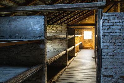 Barrack for prisoners in the auschwitz - birkenau concentration camp. oswiecim, poland, 17 july 2022