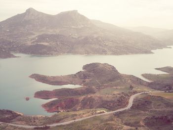 Scenic view of lake and mountains