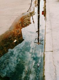 High angle view of lake against sky