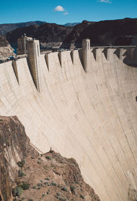 High angle view of dam against sky