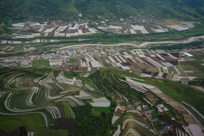 High angle view of agricultural field