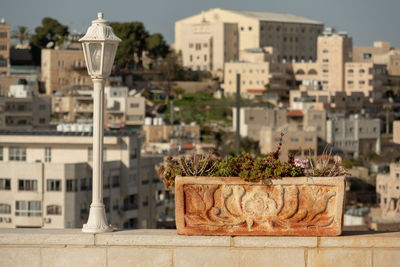 High angle view of buildings in city