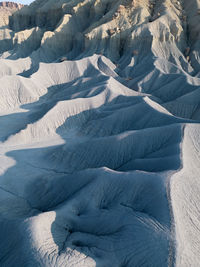 Aerial view of snow covered landscape